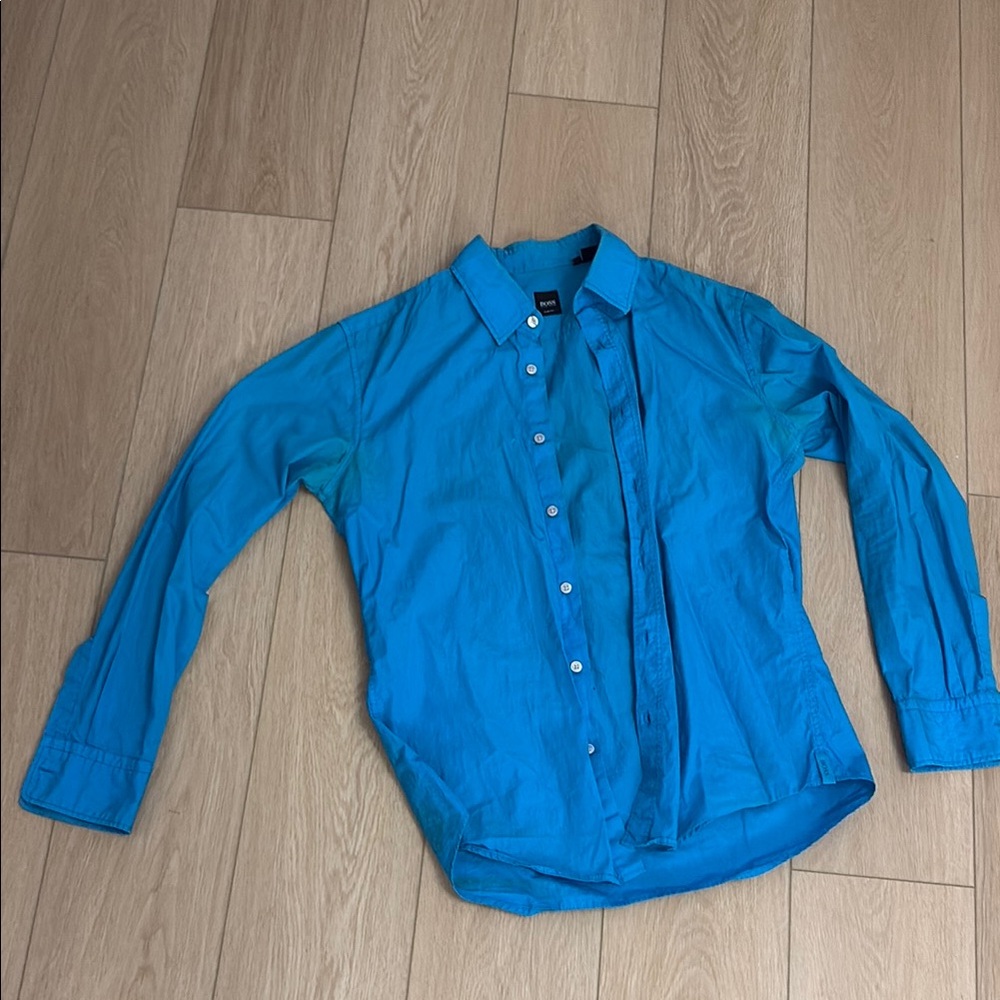 Vibrant Blue Button-Up Shirt